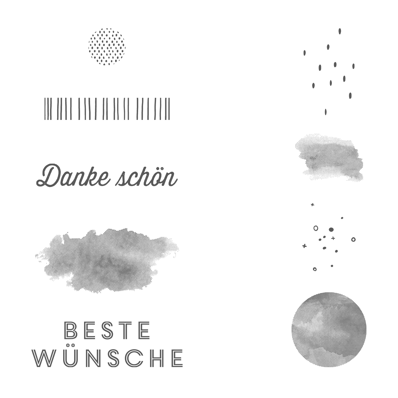 Vielseitige Gruesse Clear Mount Stamp Set (German)