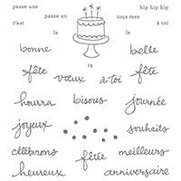Ensemble de timbres en photopolymère Vœux d'anniversaire sans fin (français)