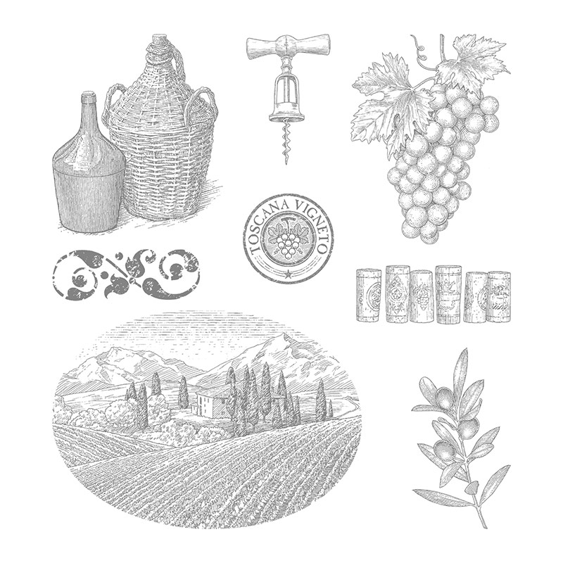Tuscan Vineyard Clear-Mount Stamp Set