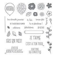 Joyeux anniversaire beauté Photopolymer Stamp Set (French)